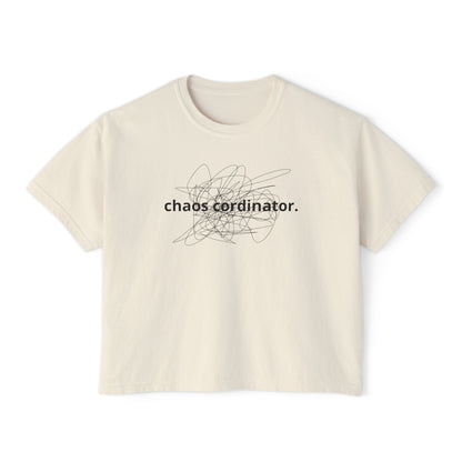 Chaos Coordinator Women's Boxy Tee, Casual T-Shirt, Gift for Her, Relaxed Fit Top, Everyday Wear, Trendy Graphic Tee