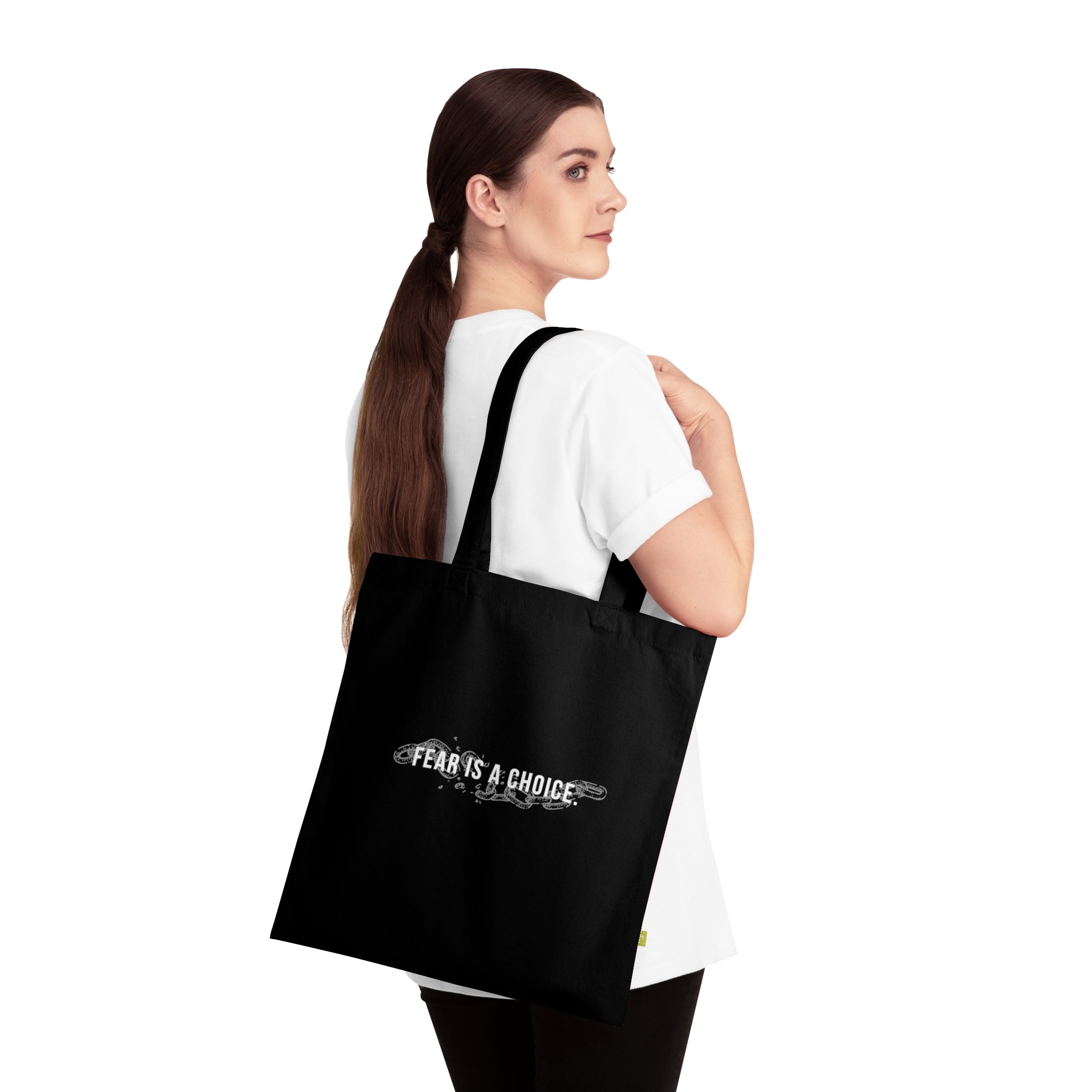 Fear is a Choice Organic Cotton Tote Bag, Eco-Friendly Shopping Bag, Reusable Grocery Tote, Motivational Gift, Sustainable Tote