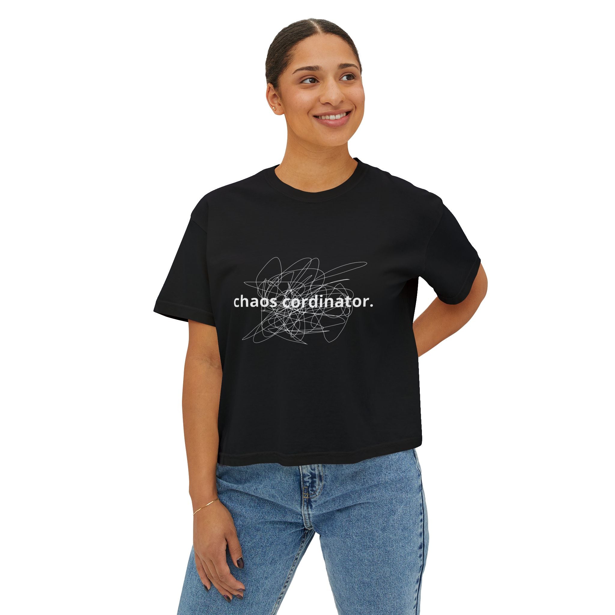 Chaos Coordinator Women's Boxy Tee | Relaxed Fit Graphic Top, Casual Wear, Gift for Her, Everyday Comfort, Fun Statement Shirt