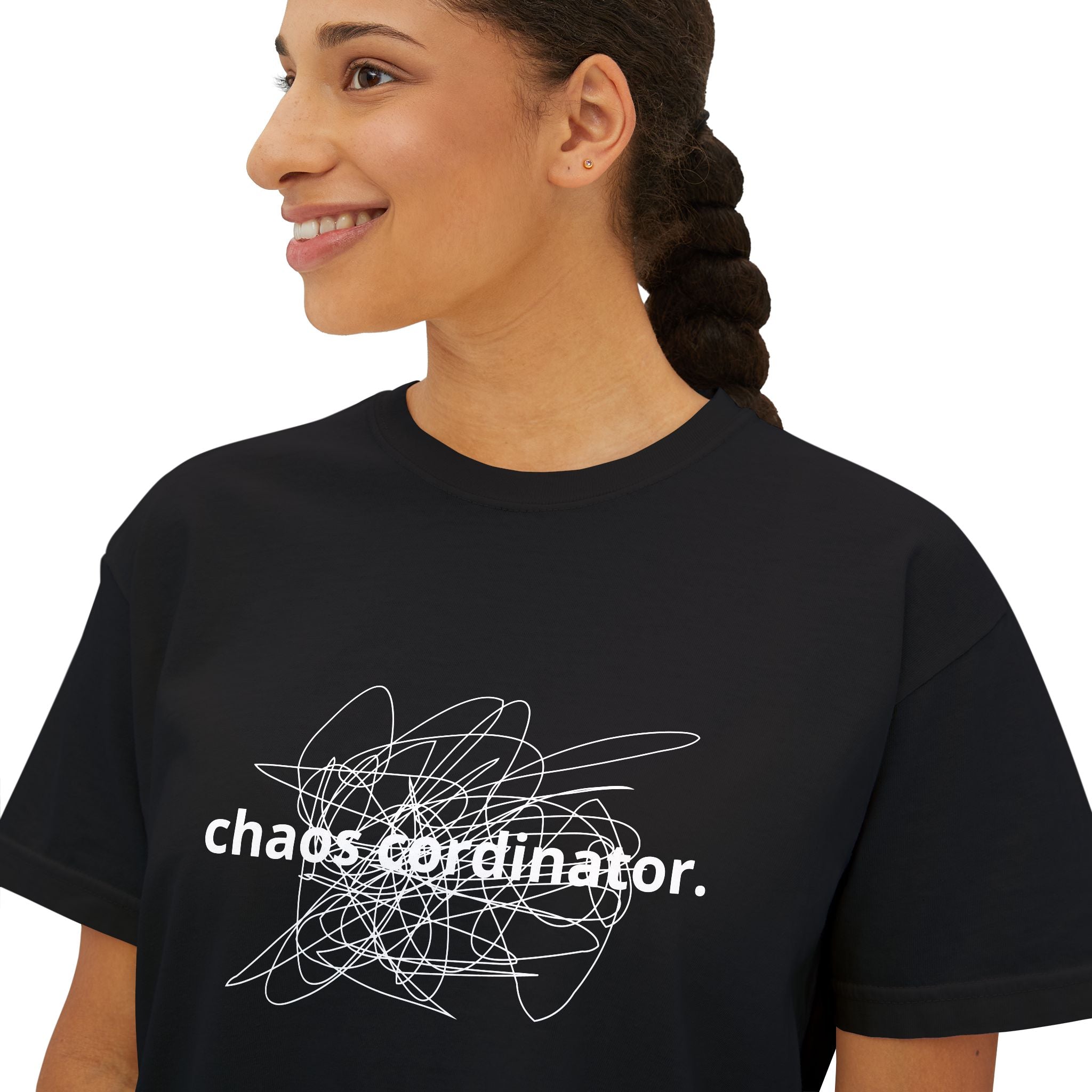 Chaos Coordinator Women's Boxy Tee | Relaxed Fit Graphic Top, Casual Wear, Gift for Her, Everyday Comfort, Fun Statement Shirt