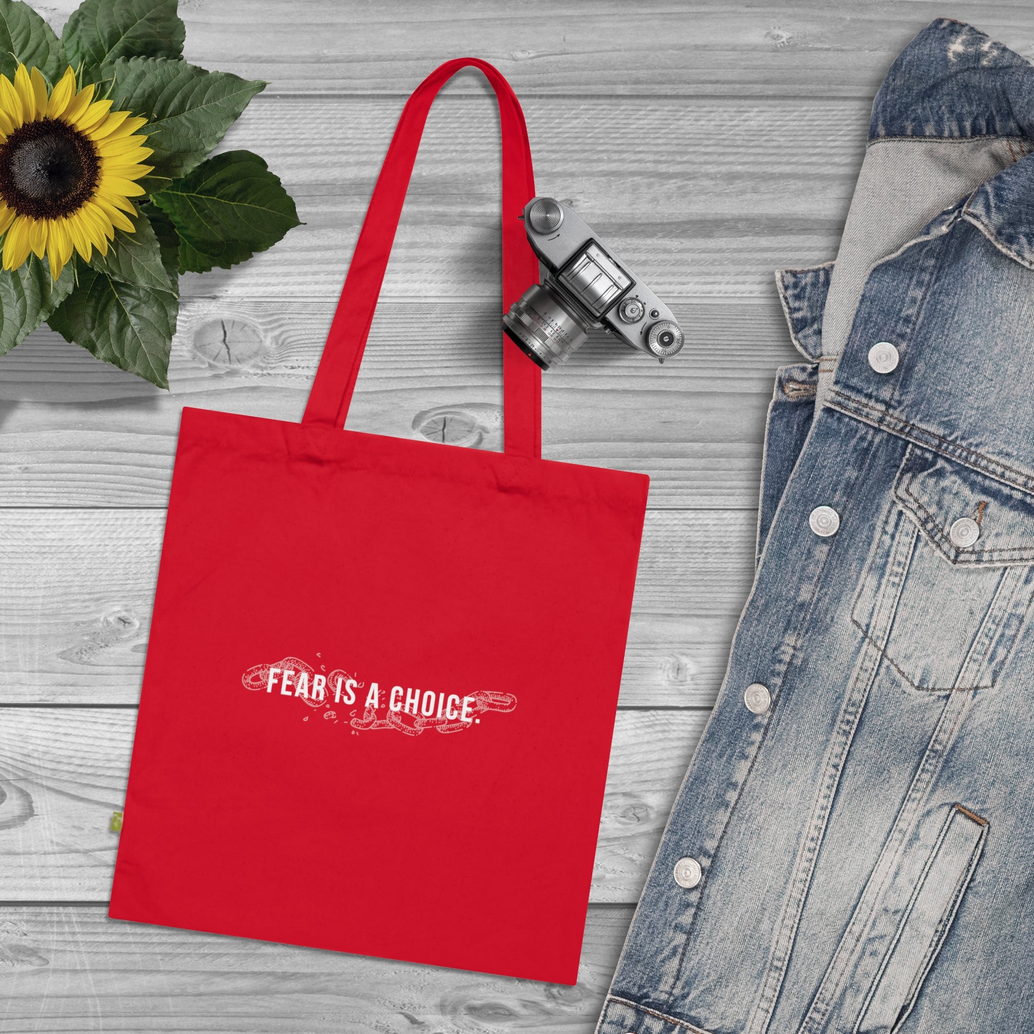Fear is a Choice Organic Cotton Tote Bag, Eco-Friendly Shopping Bag, Reusable Grocery Tote, Motivational Gift, Sustainable Tote