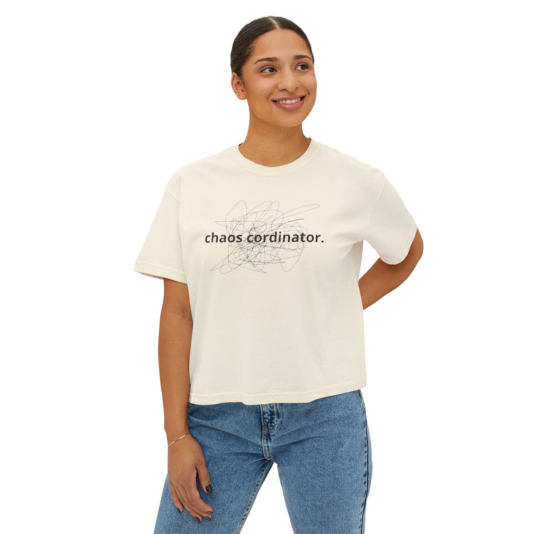 Chaos Coordinator Women's Boxy Tee, Casual T-Shirt, Gift for Her, Relaxed Fit Top, Everyday Wear, Trendy Graphic Tee