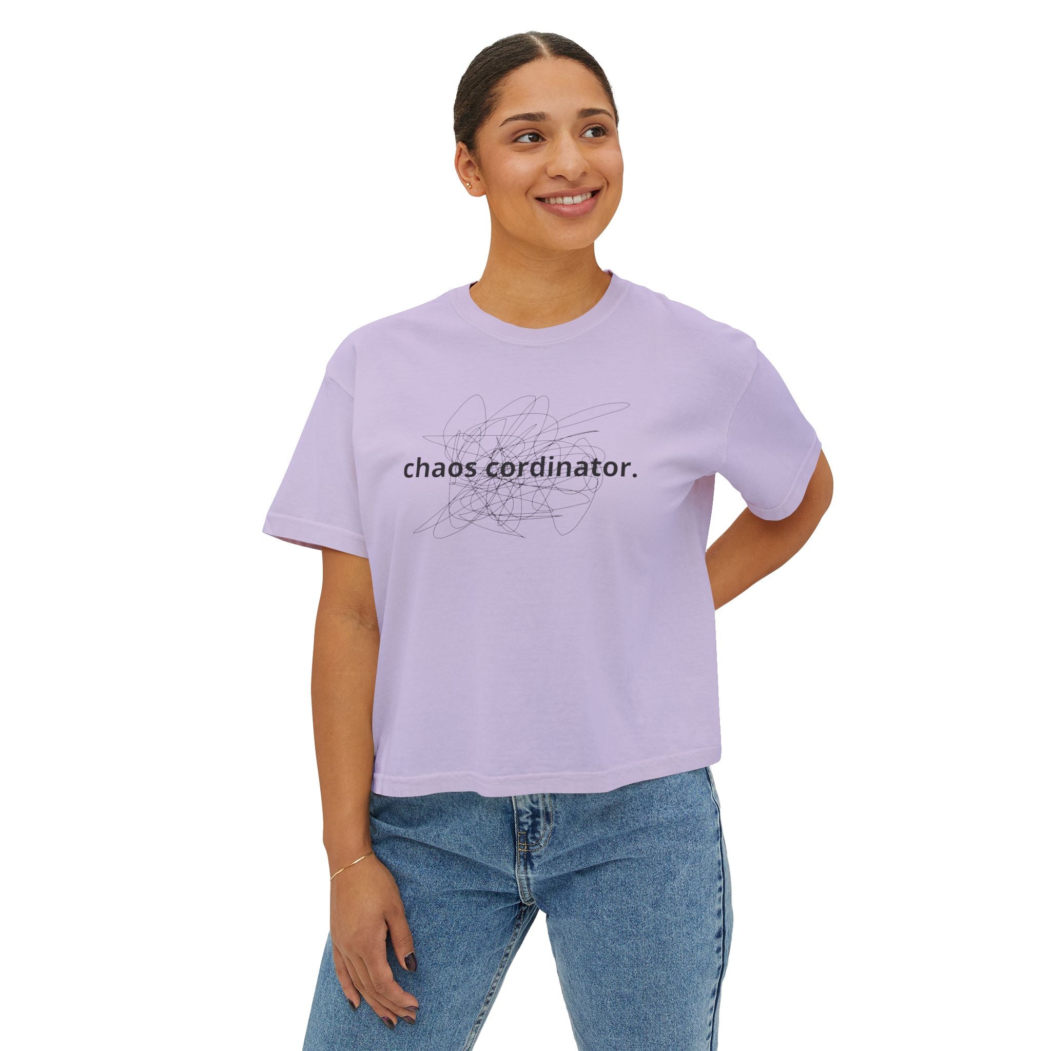 Chaos Coordinator Women's Boxy Tee, Casual T-Shirt, Gift for Her, Relaxed Fit Top, Everyday Wear, Trendy Graphic Tee