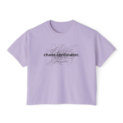 Chaos Coordinator Women's Boxy Tee, Casual T-Shirt, Gift for Her, Relaxed Fit Top, Everyday Wear, Trendy Graphic Tee