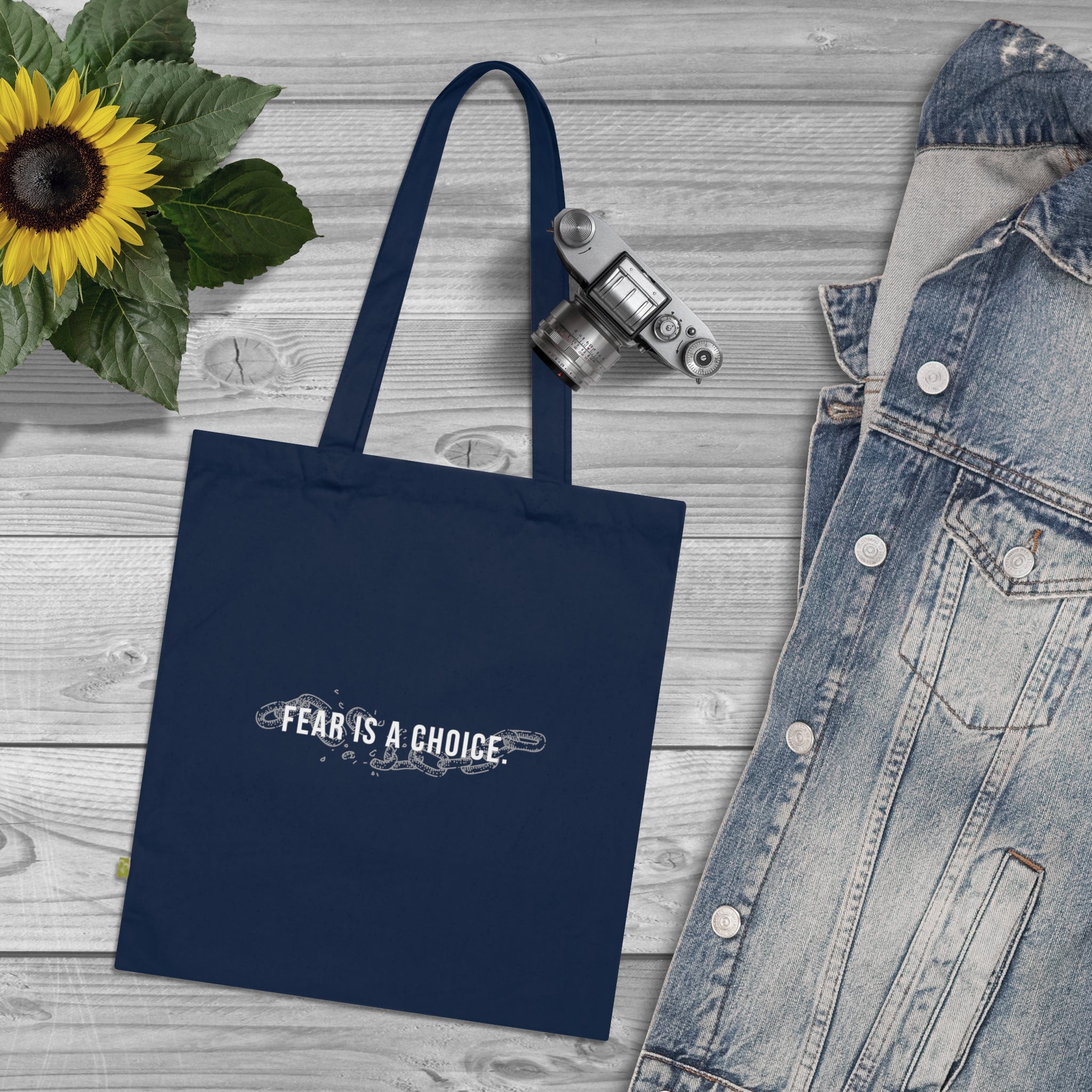 Fear is a Choice Organic Cotton Tote Bag, Eco-Friendly Shopping Bag, Reusable Grocery Tote, Motivational Gift, Sustainable Tote